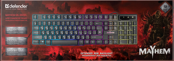 Клавіатура ігрова DEFENDER Mayhem GK-360DL RGB райдужне підсвічування), зображення 8
