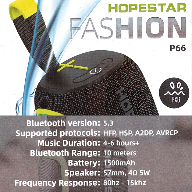 Портативна колонка HOPESTAR P66 LED Black), зображення 5 Портативна колонка HOPESTAR P66 LED Black), зображення 5