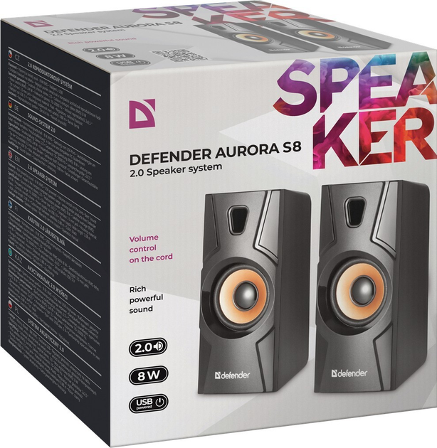 Колонки DEFENDER 2.0 Aurora S8 чорний, 8 Вт, живлення від USB), зображення 4