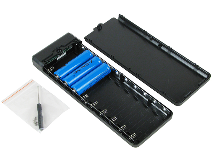 Корпус Power Bank Q10 (10х18650) 2хUSB+microUSB+Type-C 3А LCD экран ,QC 3.0  (корпус повер банка для встановлення до 10 акумуляторів 18650) від батарейки.com.ua