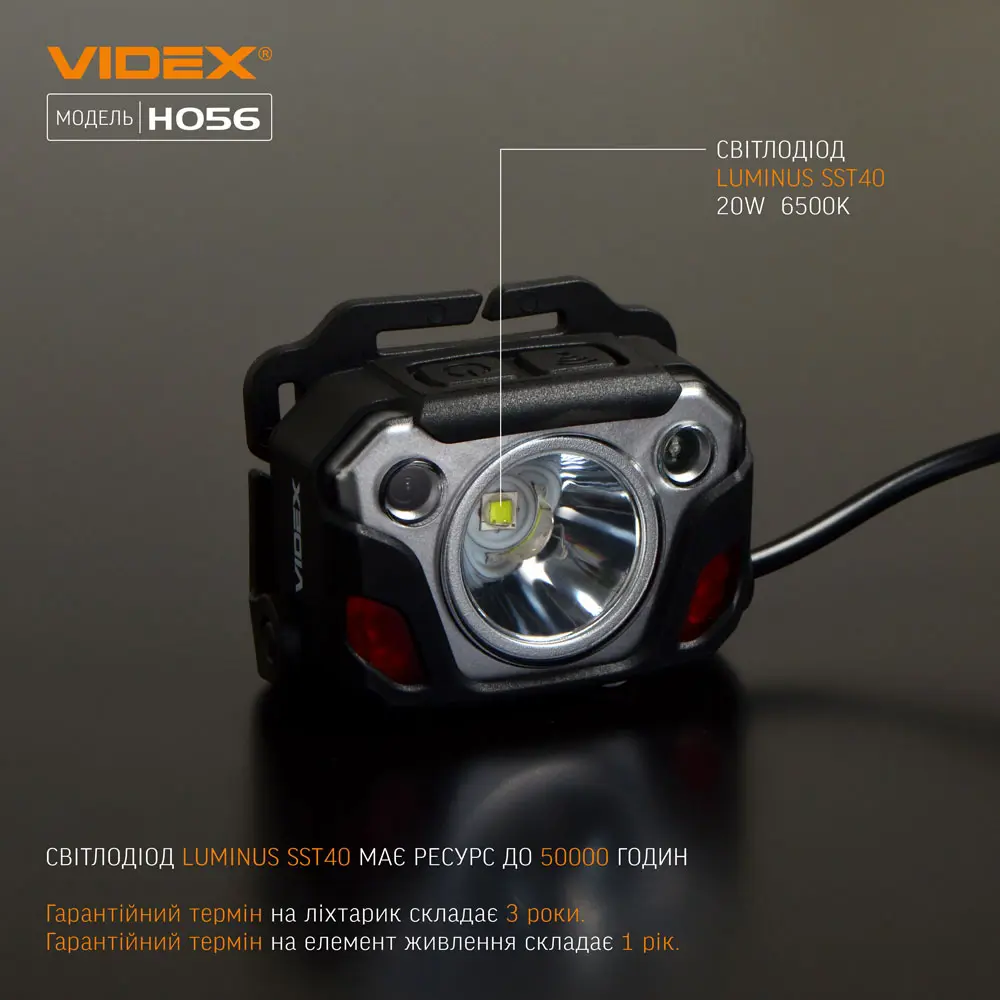 Ліхтарик налобний VIDEX VLF-H056 1400Lm 6500K), зображення 5