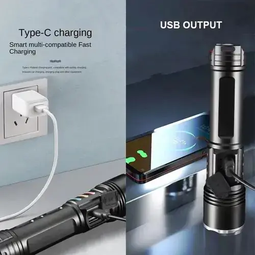 Ліхтарик ручний  PLD-2307-TG+SMD zoom Power Bank кабель Type-C), зображення 6