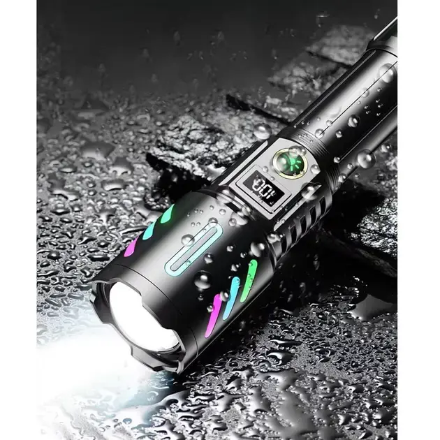 Ліхтарик ручний 1143-PM10-TG zoom, LCD дісплей, Type-C, PowerBank, акумулятор 18650, 5 режимів), зображення 2