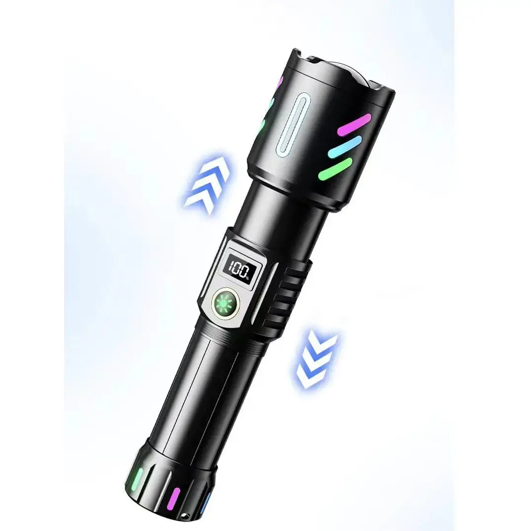 Ліхтарик ручний 1143-PM10-TG zoom, LCD дісплей, Type-C, PowerBank, акумулятор 18650, 5 режимів), зображення 7