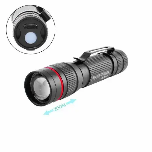 Ліхтар ручний B518-XPE USB 3 режими zoom зажим), зображення 4 Ліхтар ручний B518-XPE USB 3 режими zoom зажим), зображення 4