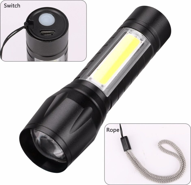 Ліхтар ручний BL-511 COB 580000W zoom micro USB 3 режими), зображення 3 Ліхтар ручний BL-511 COB 580000W zoom micro USB 3 режими), зображення 3