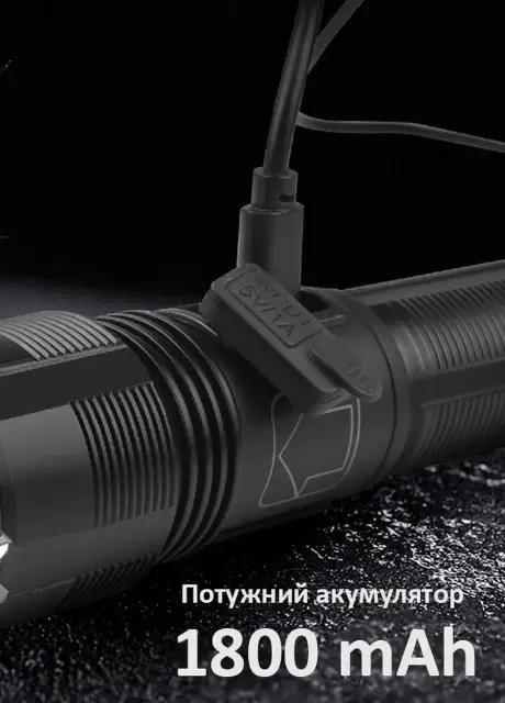 Ліхтарик ручний Heckermann 09-P50-XHP акумулятор 18650 кабель Type-C), зображення 4