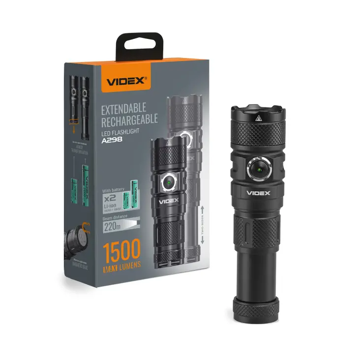 Ліхтар ручний VIDEX VLF-A298 1500Lm 5000K від батарейки.com.ua