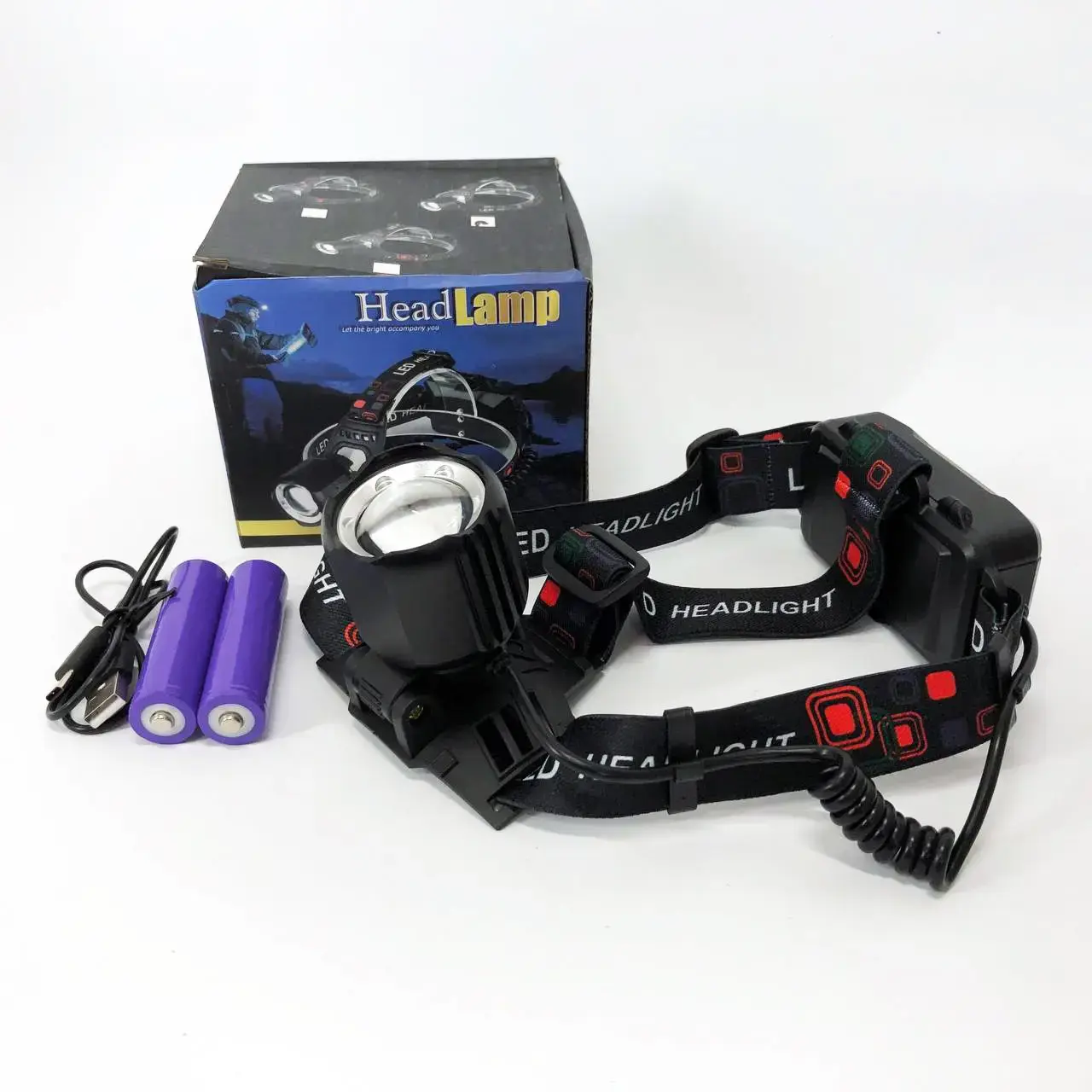 Ліхтарик налобний PLD-T115-2-TG+BLUE (PM10-TG) біле, синє світло zoom Type-C 2х18650 4 режими), зображення 6
