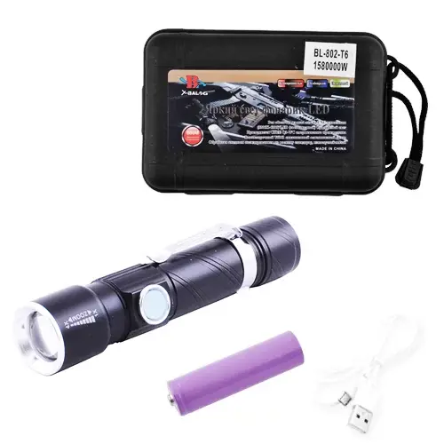 Ліхтарик ручний BL-802-T6 zoom кліпса 18650 3 режима micro USB), зображення 3 Ліхтарик ручний BL-802-T6 zoom кліпса 18650 3 режима micro USB), зображення 3