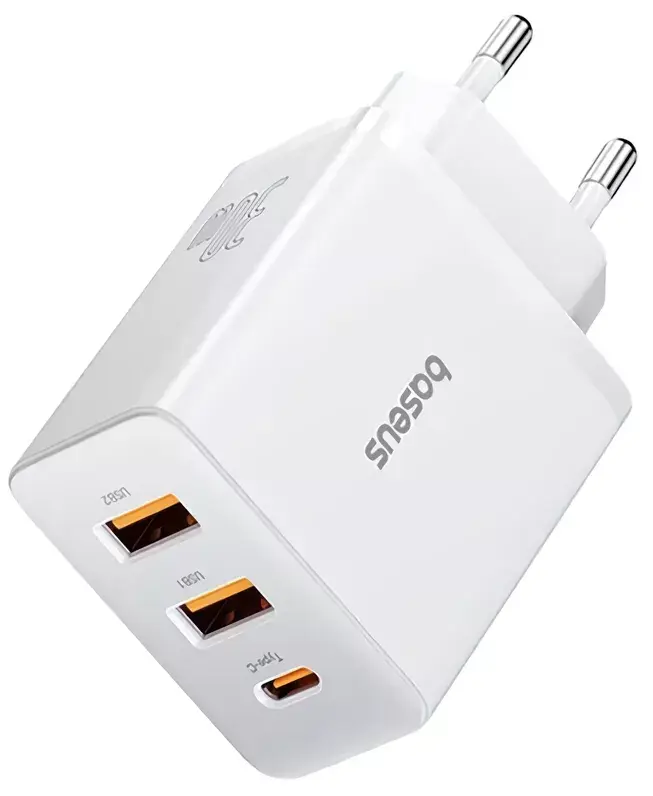 Мережеве Зарядне BASEUS Cube Fast Charger PD 2USB+С 30W White P10111402213-00 від батарейки.com.ua