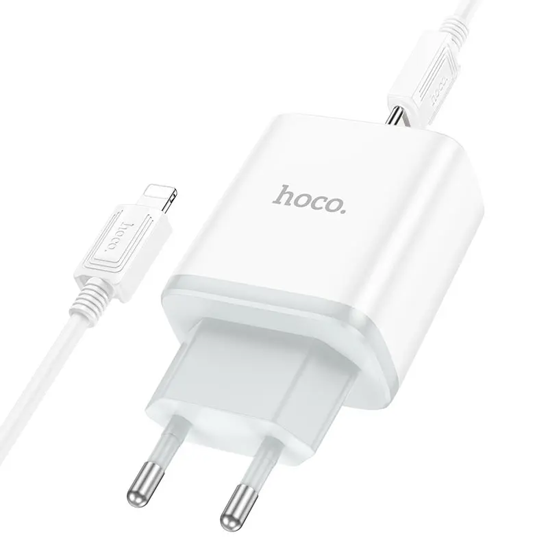 Мережеве Зарядне HOCO C104A Type-C 3A QC 3.0 PD20W кабель Type-C to lightning white), зображення 4 Мережеве Зарядне HOCO C104A Type-C 3A QC 3.0 PD20W кабель Type-C to lightning white), зображення 4