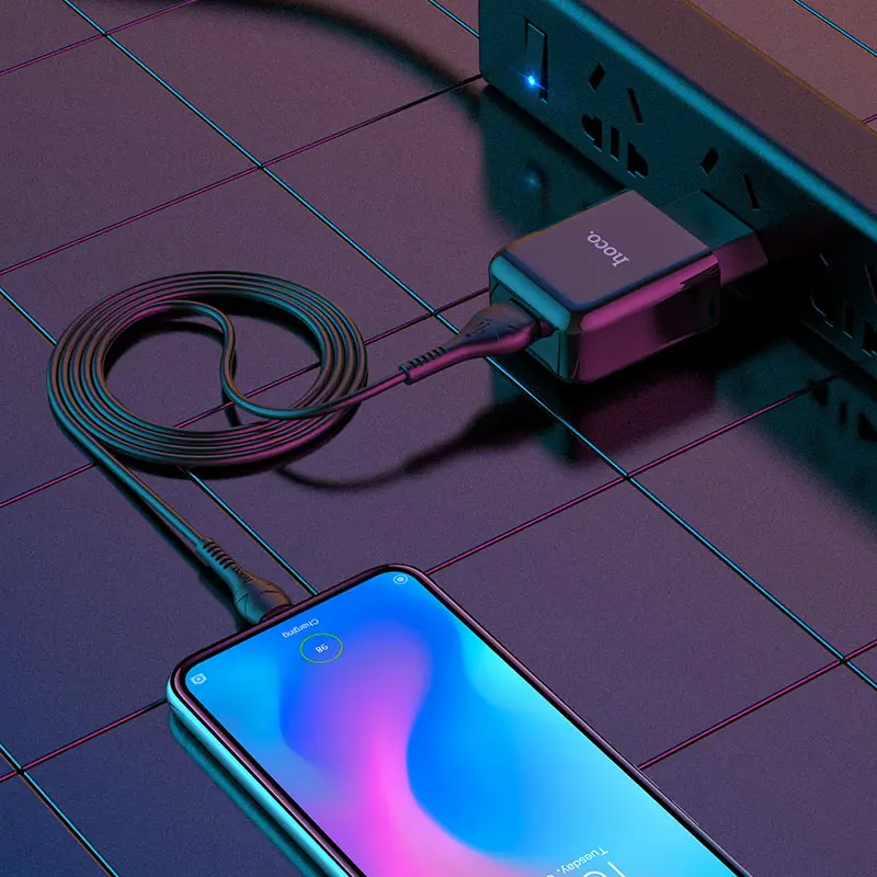Мережеве зарядне HOCO N2 1USB 2,4A Black кабель Type-C), зображення 7