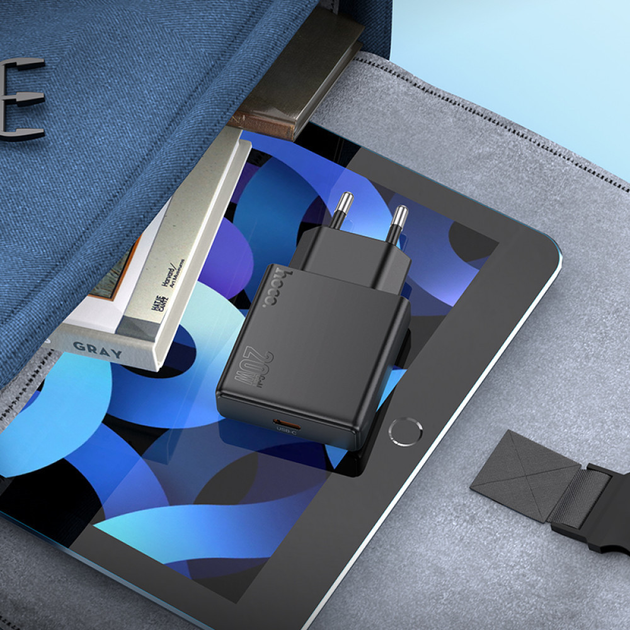 Мережеве зарядне HOCO N37 USB-C 3А PD20W QC3.0 Black), зображення 9