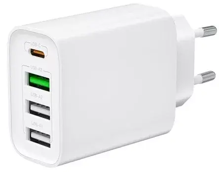 Зарядне XO L120 3USB USB-C 3A PD20W QC3.0 white (швидка зарядка DCP, FCP, AFC, PD, QC3.0, QC2.0, вихід USB-А2/USB-А3: 5V-2A, USB-А1: 5V-3A, 9V-2A, 12V-1,5A, Type-C: 5V-3A, 9V-2,22A, 12V-1,67A) від батарейки.com.ua