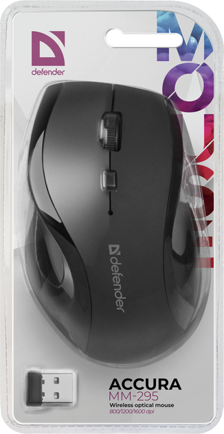 Миша бездротова DEFENDER Accura MM-295 Wireless 6 кнопок 800-1600 dpi black), зображення 7