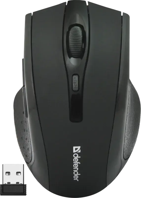 Миша бездротова DEFENDER Accura MM-665 чорна, 6 кнопок, 800-1200 dpi ( 800/1200/1600 dpi, 2 додаткові бічні кнопки, ергономічна форма, кнопка включення/вимкнення живлення, прогумоване покриття, оптична, кількість кнопок) від батарейки.com.ua