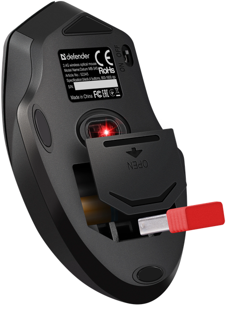 Миша бездротова DEFENDER Datum MB-345 Wireless black ,4 кнопок, 800-1600 dpi), зображення 5 Миша бездротова DEFENDER Datum MB-345 Wireless black ,4 кнопок, 800-1600 dpi), зображення 5