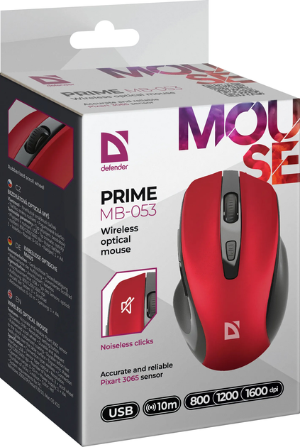 Миша бездротова DEFENDER Prime MB-053, червона  від батарейки.com.ua