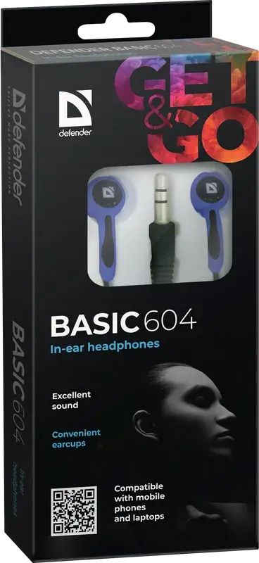 Навушники DEFENDER Basic 604 чорний+блакитний), зображення 4 Навушники DEFENDER Basic 604 чорний+блакитний), зображення 4