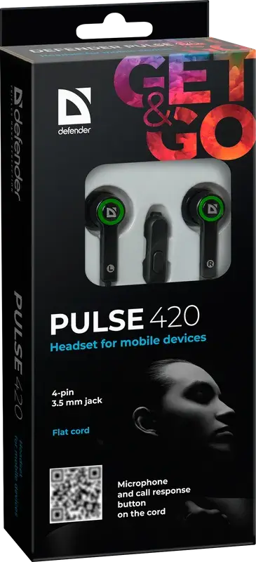 Навушники DEFENDER Pulse 420 чорний/зелений), зображення 6 Навушники DEFENDER Pulse 420 чорний/зелений), зображення 6