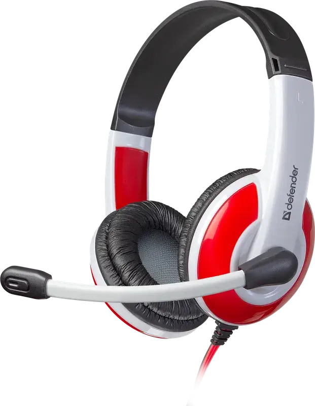 Навушники DEFENDER Warhead G-120 2м червоний+білий (накладні, закритого типу, ігрова серія, регулювання гучністю, регулюєме оголів'я, з мікрофоном) від батарейки.com.ua