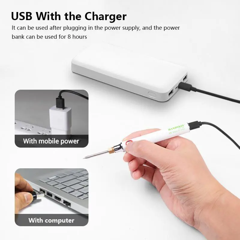 Паяльник акумуляторний USB Soldering Iron 8W 1 жало), зображення 6