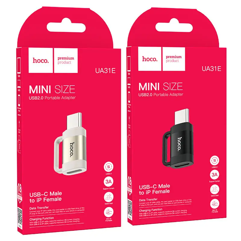 Перехідник HOCO UA31E iPhone Lightning to Type-C чорний), зображення 6 Перехідник HOCO UA31E iPhone Lightning to Type-C чорний), зображення 6