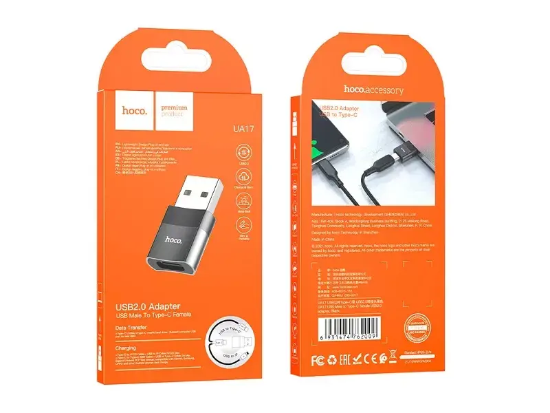 Перехідник OTG HOCO UA17 Type C AF - USB 2.0 AM), зображення 5 Перехідник OTG HOCO UA17 Type C AF - USB 2.0 AM), зображення 5