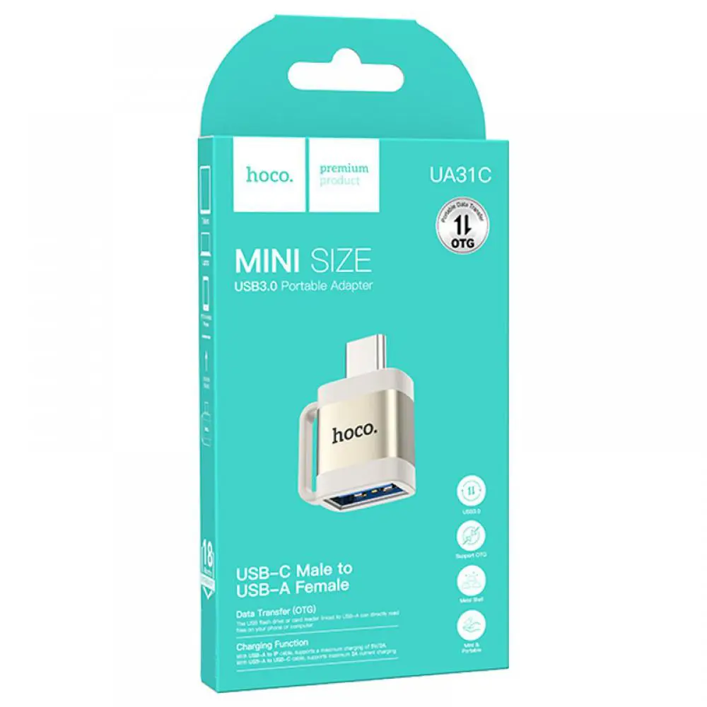 Перехідник OTG HOCO UA31C USB AF- Type-C Gray), зображення 5 Перехідник OTG HOCO UA31C USB AF- Type-C Gray), зображення 5
