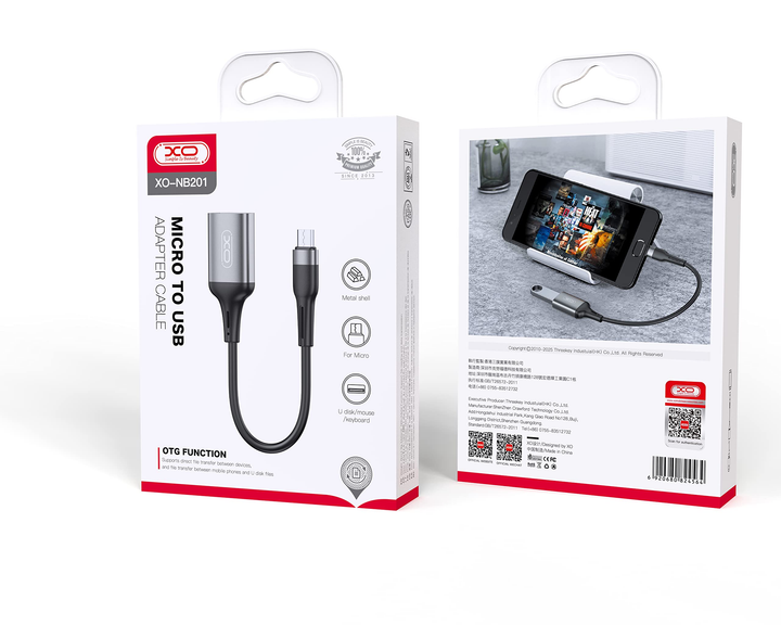 Перехідник OTG XO NB201 USB - Micro чорний), зображення 3