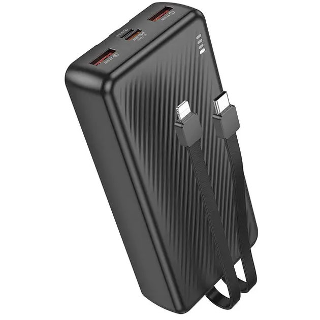 Power Bank BOROFONE BJ57A 22.5W+PD20W 20000mAh чорний (вбудовані кабелі Type C lightning) від батарейки.com.ua