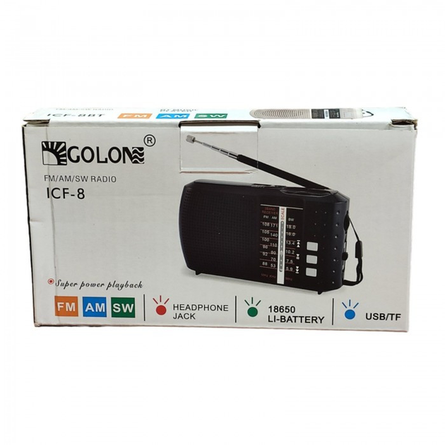 Радіоприймач Golon ICF-8 Bluetooth USB АКБ 18650), зображення 6