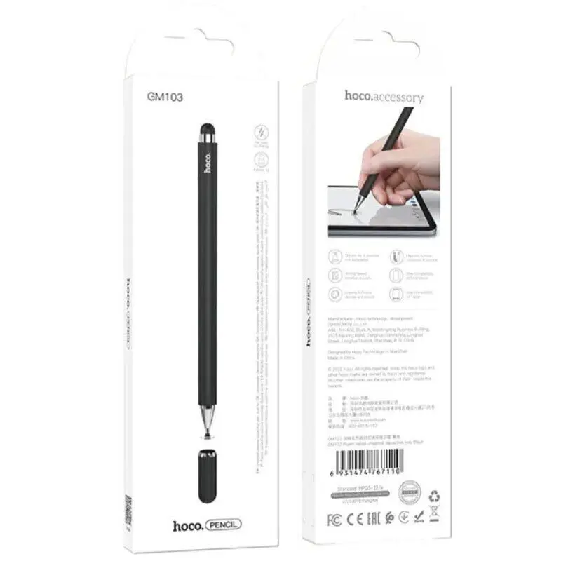Стілус - ручка HOCO GM103 Fluent series universal capacitive pen чорний), зображення 6 Стілус - ручка HOCO GM103 Fluent series universal capacitive pen чорний), зображення 6