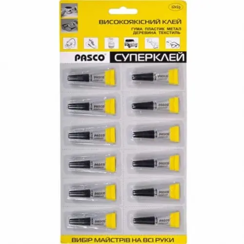 Супер клей Pasco C-046-1 1г (блістер 12 штук) від батарейки.com.ua