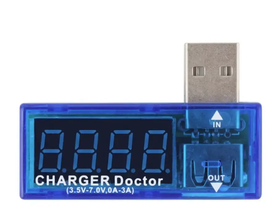USB Вольтметр DC 3-7,5V + Амперметр 0-2,5 A (Тестер перевірки стану USB порту, несправність (виміряти поточне напруження і навантаження, Підключається в розрив з USB приладом, показує споживаний струм і напруга) від батарейки.com.ua