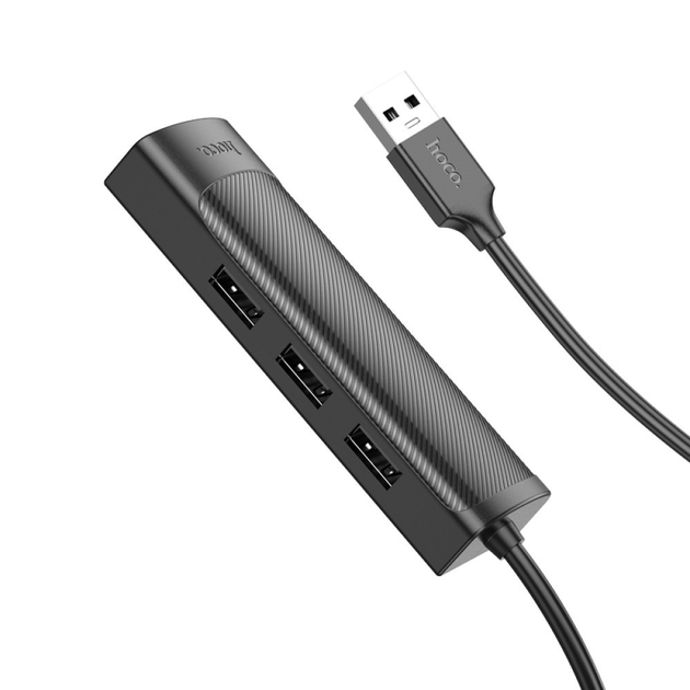 USB хаб HOCO HB42 Gigabit Ethernet Adapter (USB to USB3.0*3+RJ45) 1.2м Black), зображення 5