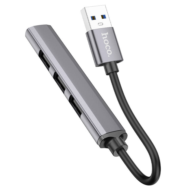USB хаб Hoco HB26 4USB (1USB3.0+3USB2.0) Сірий), зображення 4