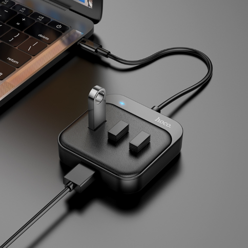 USB хаб Hoco HB31 конвертер USB2.0*3 0,2m чорний), зображення 3 USB хаб Hoco HB31 конвертер USB2.0*3 0,2m чорний), зображення 3