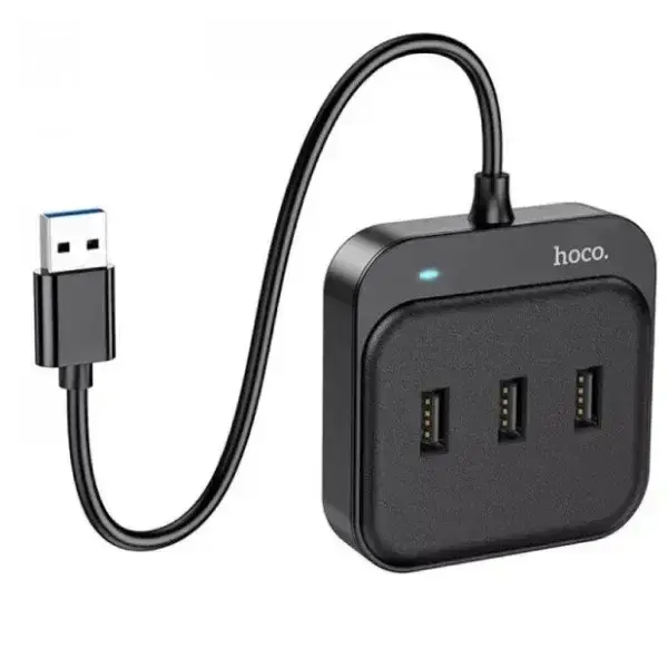 USB хаб Hoco HB31 конвертер USB2.0*3 0,2m чорний), зображення 4 USB хаб Hoco HB31 конвертер USB2.0*3 0,2m чорний), зображення 4