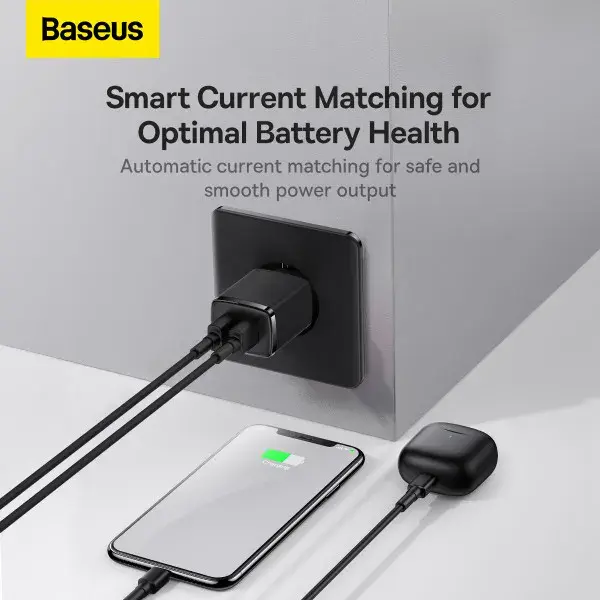 Мережеве Зарядне BASEUS 2USB 10.5W EU Black CCXJ010201), зображення 3 Мережеве Зарядне BASEUS 2USB 10.5W EU Black CCXJ010201), зображення 3