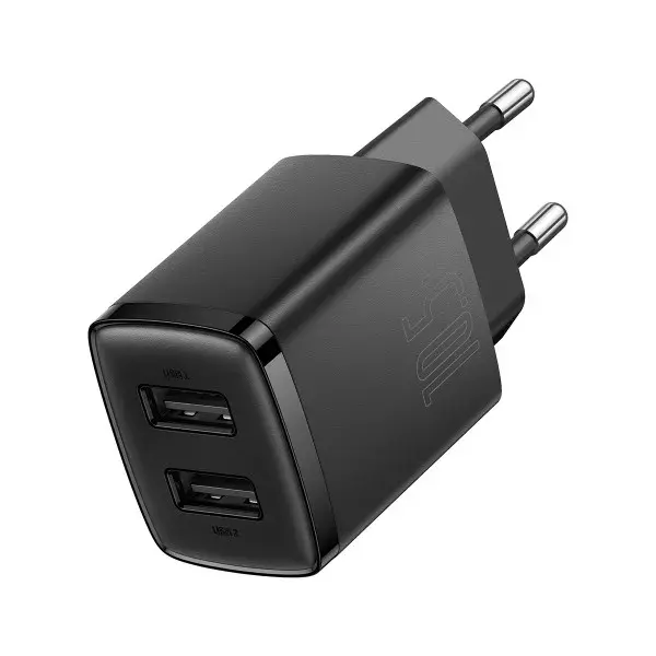 Мережеве Зарядне BASEUS 2USB 10.5W EU Black CCXJ010201), зображення 4 Мережеве Зарядне BASEUS 2USB 10.5W EU Black CCXJ010201), зображення 4