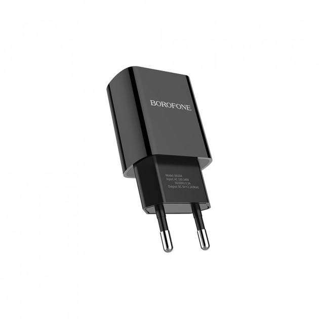 Зарядне BOROFONE BA20A 1USB 2.1A black від батарейки.com.ua