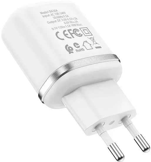 Зарядне BOROFONE BA36A 1USB QC3.0 3A white), зображення 5
