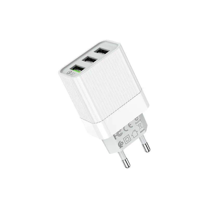 Мережеве Зарядне BOROFONE BA40A 3USB 3A QC3.0 18W white), зображення 4 Мережеве Зарядне BOROFONE BA40A 3USB 3A QC3.0 18W white), зображення 4