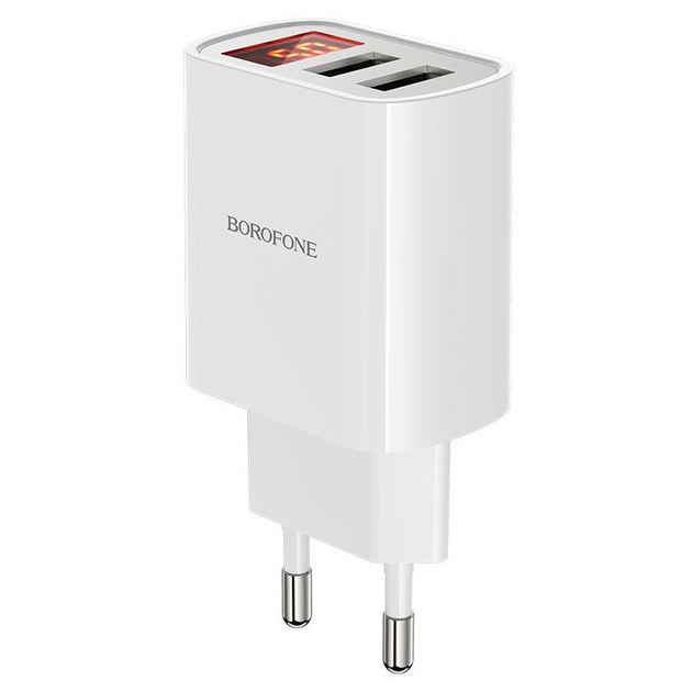 Зарядне BOROFONE BA58A 2USB 2.4A LED display білий), зображення 4 Зарядне BOROFONE BA58A 2USB 2.4A LED display білий), зображення 4