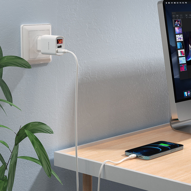 Зарядне BOROFONE BA58A 2USB 2.4A LED display білий), зображення 8 Зарядне BOROFONE BA58A 2USB 2.4A LED display білий), зображення 8