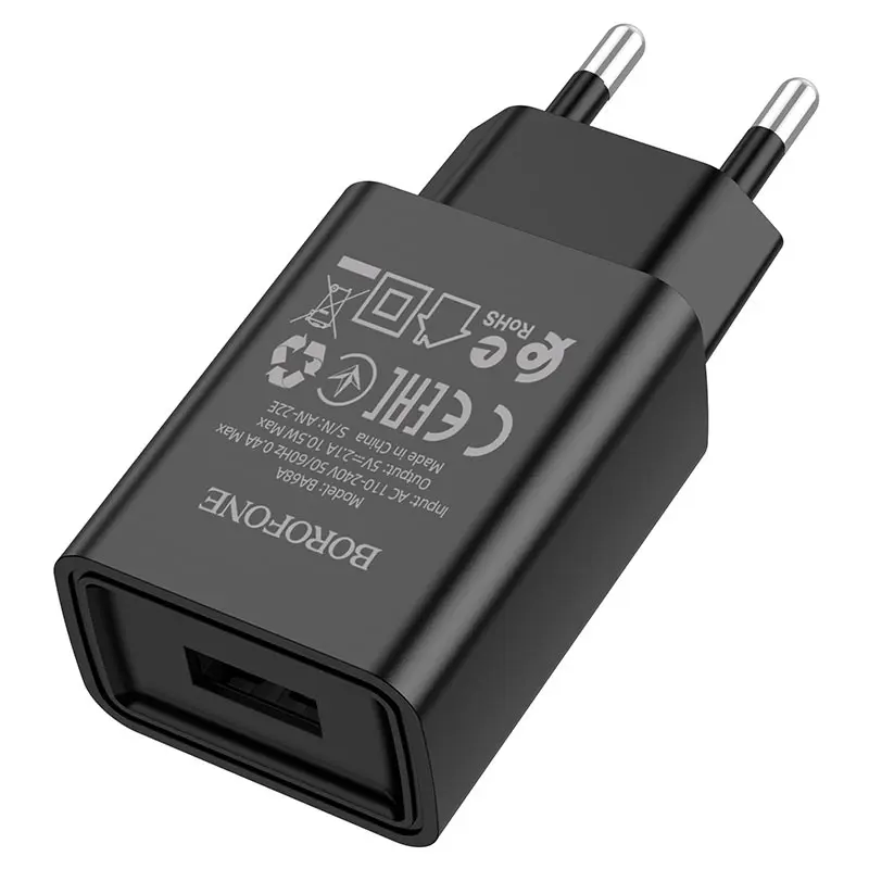 Зарядне BOROFONE BA68A 1USB 2.1A чорний), зображення 2 Зарядне BOROFONE BA68A 1USB 2.1A чорний), зображення 2