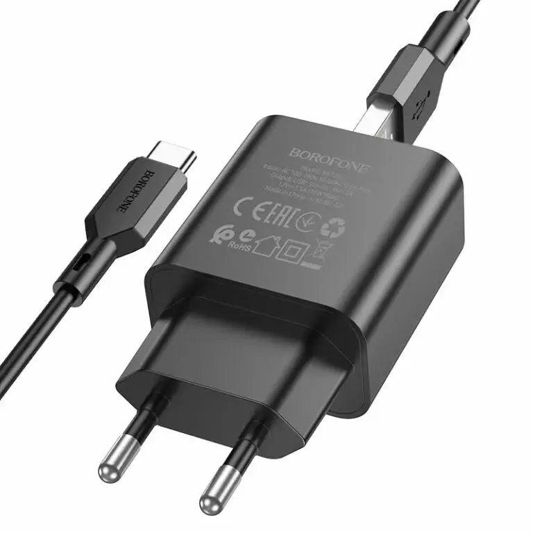 Зарядне BOROFONE BA72A 1USB 3A 18W QC3.0 + кабель Type-C чорний), зображення 2