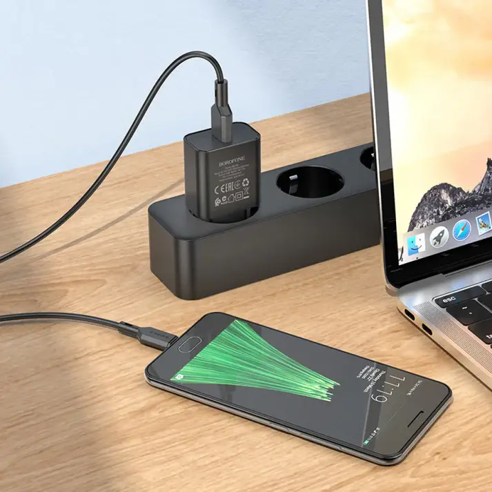 Зарядне BOROFONE BA72A 1USB 3A QC3.0 18W чорний), зображення 4